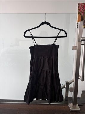 BB Dakota Black Smocked Tiered Mini Dress
